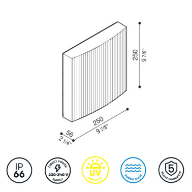 LOMBARDO GLOW 250 Aplique Acanalado 20W IP66