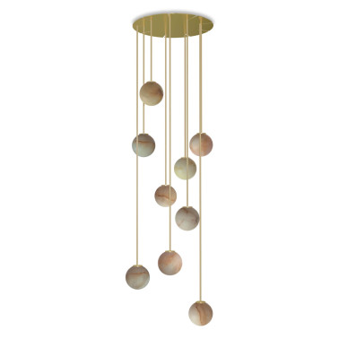 ROBIN ROYAL CHANDELIER Circular Drops Latón-Alabastro