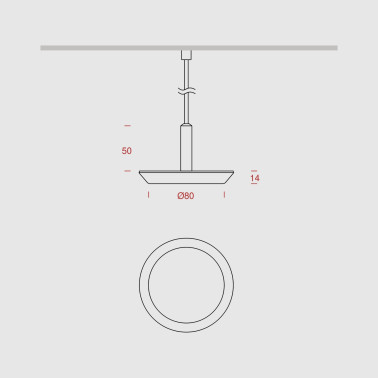 ONOK LLUNA Ø110 Lámpara Colgante Empotrable Blanco / Negro