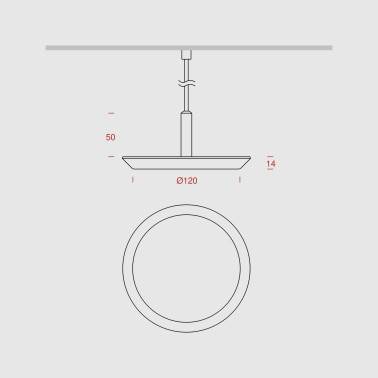ONOK LLUNA Ø149 Lámpara Colgante Empotrable Blanco / Negro