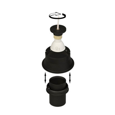 INCOLAMP 557 Tubo Orientable Empotrable Negro GU10