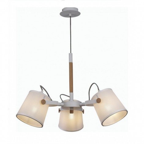 MANTRA NÓRDICA II Lámpara colgante metal blanco madera 3L