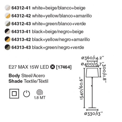 FARO SAMBA Lámpara de pie negra/beige