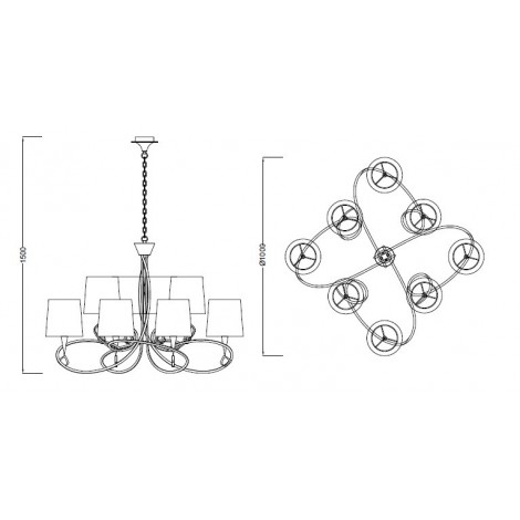 MANTRA MARA colgante blanco y cromo 8L