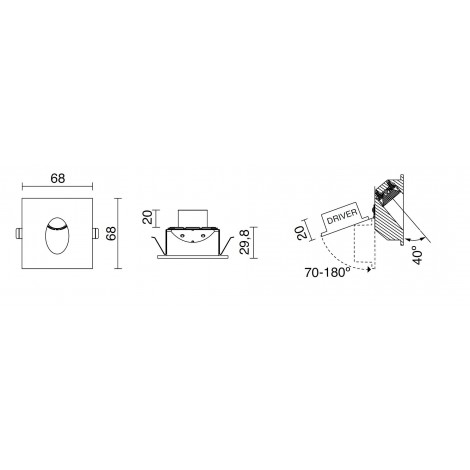 INDELUZ LIGUR Empotrable de pared cuadrado aluminio blanco led 3W