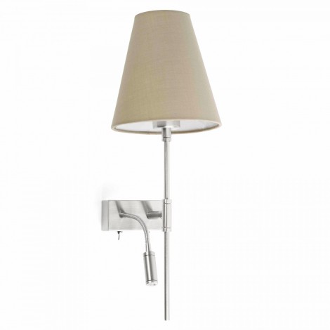 FARO SABANA Lámpara aplique beige con lector LED derecha