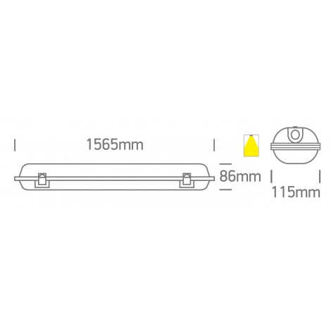 ONE LIGHT Pantalla estanca para 2 tubos LED T8 150CM