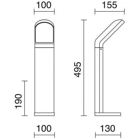 DOPO CASTELLO Lámpara baliza antracita led 10W