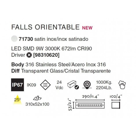 FARO FALLS 290 Orientable Empotrable 25°