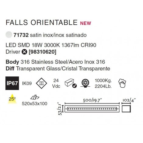 FARO FALLS 500 Orientable Empotrable 25°