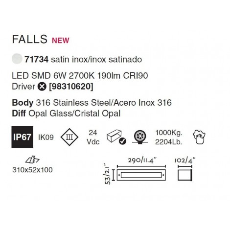 FARO FALLS 290 Empotrable 6W 2700K