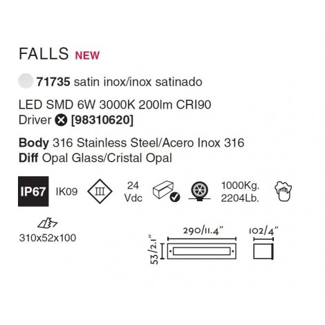 FARO FALLS 290 Empotrable 6W 3000K