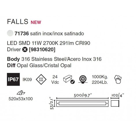 FARO FALLS 500 Empotrable 12W 2700K