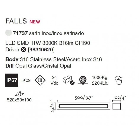 FARO FALLS 500 Empotrable 11W 3000K