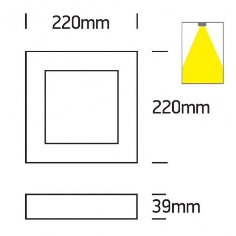 ONE LIGHT Plafón cuadrado blanco LED 22W