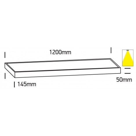 ONE LIGHT Plafón rectangular blanco LED 40W 3000K 145x1200mm