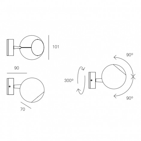 MILAN BO-LA Aplique Orientable Cobre