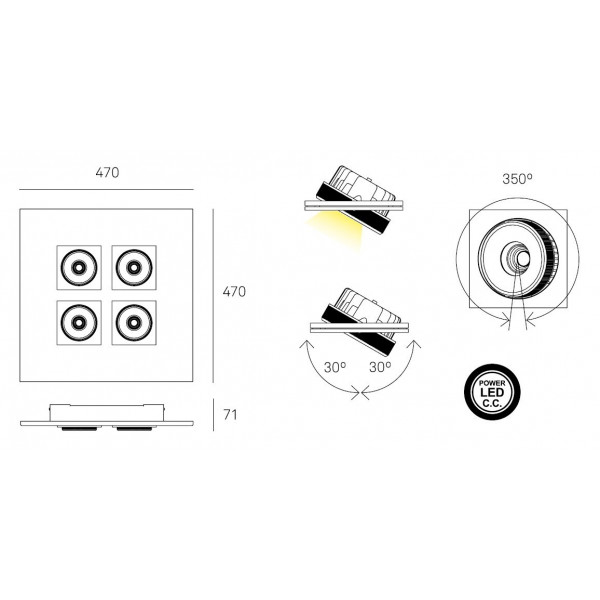 MILAN MARC Lámpara plafón blanco led 4x10W