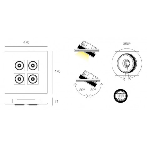 MILAN MARC Lámpara plafón blanco led 4x10W