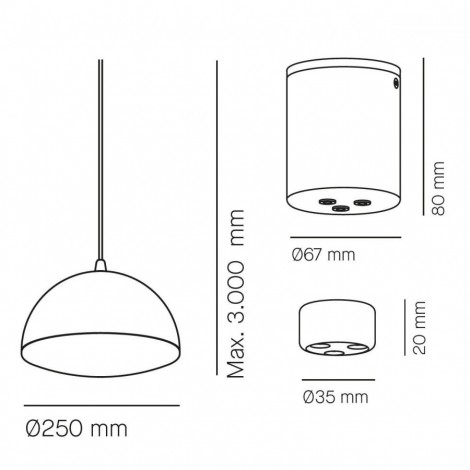 MILAN NOD 3L Colgante Negro Mate