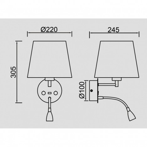 MANTRA CAÏCOS Lámpara aplique con lector cuero E27+Led 3W