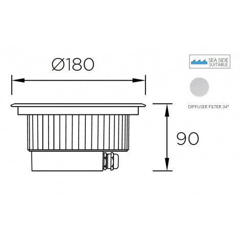 LEDSC4 Gea Compact Uplight Round 180 3000K