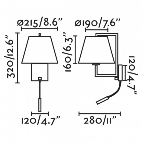 FARO FRAME Lámpara aplique oro viejo mate/negra con lector LED