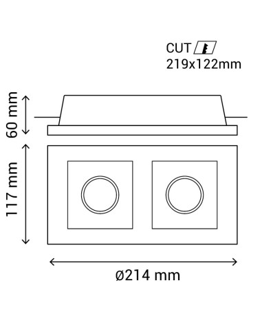 SULION FRONT Empotrable de techo yeso 2L