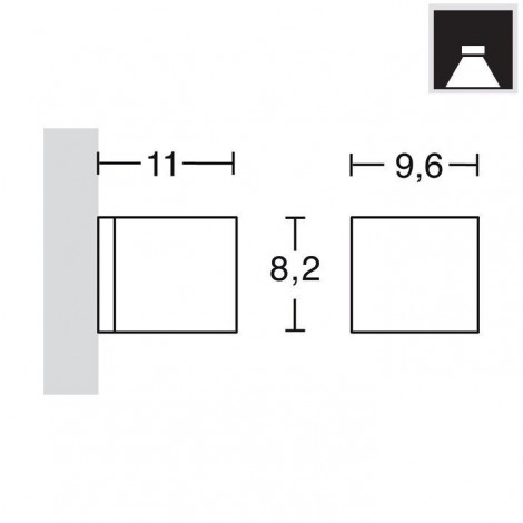 DOPO Isora down square led aplique negro